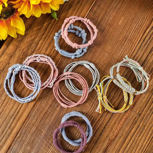 10pcs Pink Knotted Hair Ties